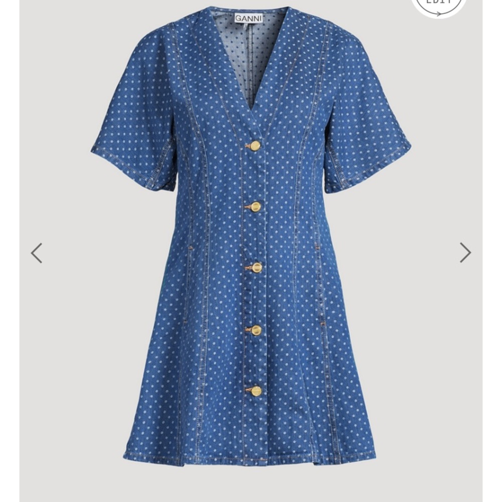 Ganni Blue Polka Dot Dress